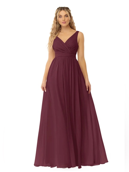 Azazie Dresses & Skirts - Azazie Kora Cabernet V-Neck Bridesmaid Dress ALTERED